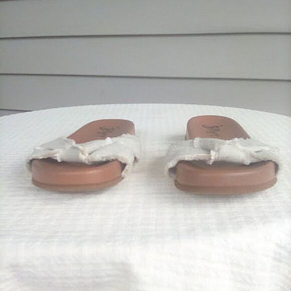 Jellypop Women's Rylie Slides Slip On Cream Frayed Canvas Squishy size 9 M - Picture 4 of 8